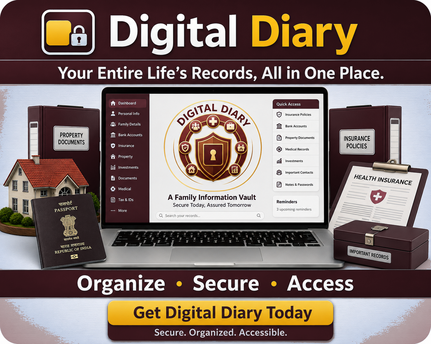Digital Diary Dashboard Screenshot